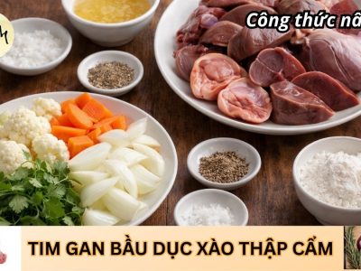 Tim gan bầu dục lợn xào thập cẩm